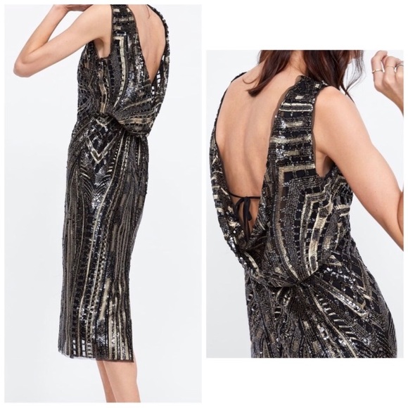 Zara Sequin Dress with open back - Picture 2 of 5